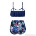 EasyMy Womens Vintage Two Piece High Waisted Swimsuit Flounce Halter Bikini Set Blue B06XCF72P9